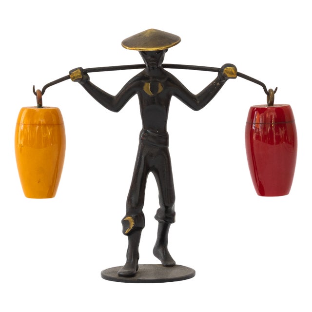 Salt and Pepper Shaker Holder Chinese Figurine by Richard Rohac, 1950s For Sale