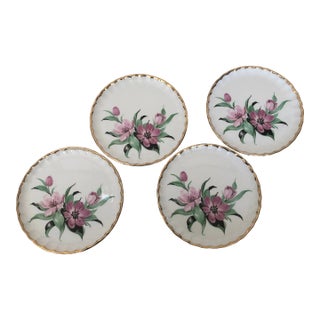 Vintage w.s. George Art Deco Floral Dessert Plates- Set of 4 For Sale