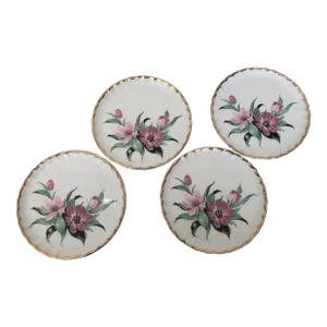 Vintage w.s. George Art Deco Floral Dessert Plates- Set of 4