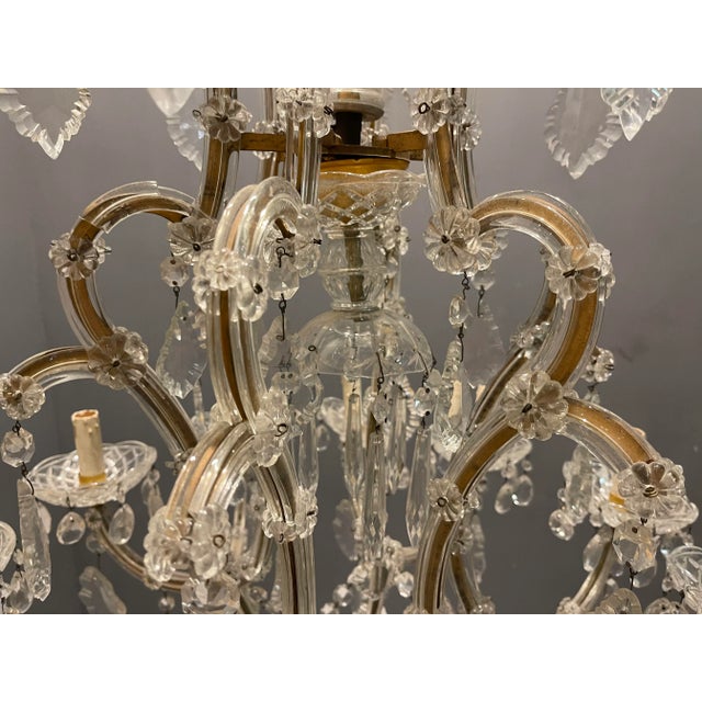 Italian Large Crystal Murano Glass Chandelier, 1950s For Sale - Image 8 of 10