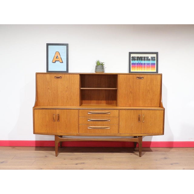 Brown Mid Century Modern Vintage Teak Credenza Hutch Buffet by G Plan Danish Style For Sale - Image 8 of 15