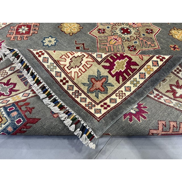 Gray Kazak Wool Rug With Star Medallion, 5'8" X 7'10" For Sale - Image 13 of 16