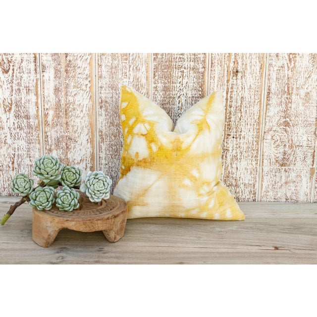 Vintage Murela Yellow Sunkissed Organic Silk Pillow For Sale - Image 9 of 10