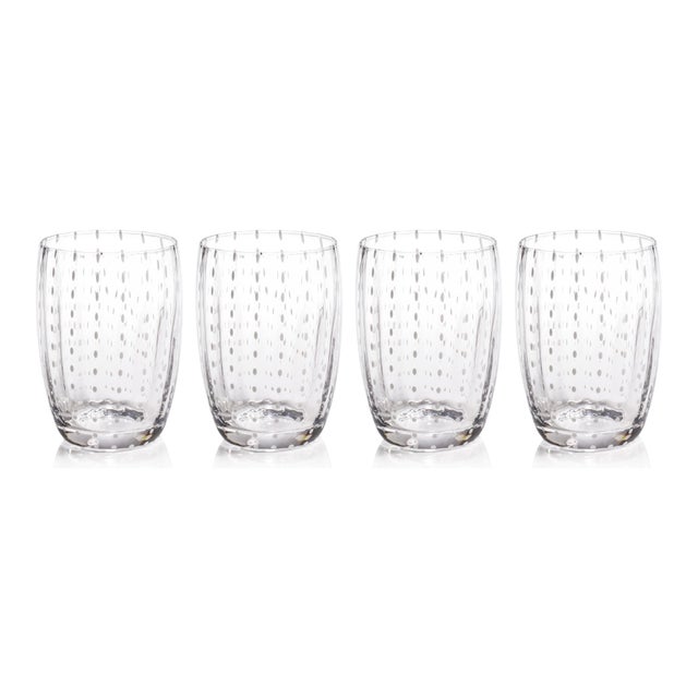 Pescara 4-Piece Set White Dot Tumbler Glasses, Clear For Sale In Los Angeles - Image 6 of 6