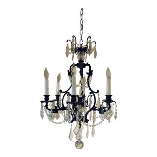Myran Allan Luxury Lighting Italian Sand-Cast Bronze and Czech Crystal Chandelier For Sale