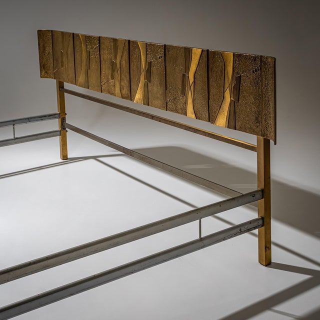 Bed With Brass Headboard by Luciano Frigerio, Italy, 1970s For Sale - Image 11 of 11