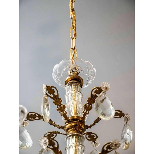 Brass Chandelier with Crystal Trimmings For Sale - Image 16 of 18