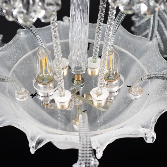 Glass Mid-Century Murano Chandelier Attributed to Barovier & Toso For Sale - Image 7 of 18