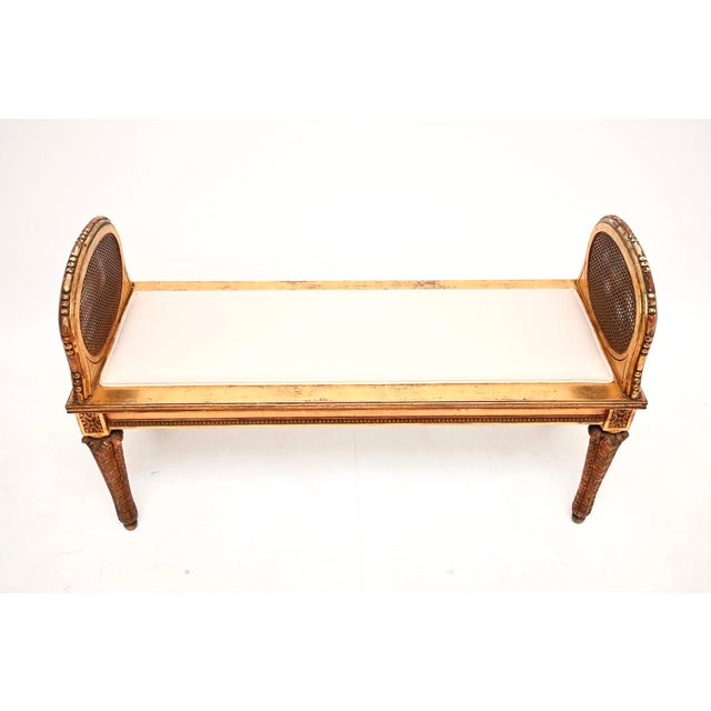 Antique French Carved Gilt Wood Stool, 1890 For Sale - Image 9 of 10