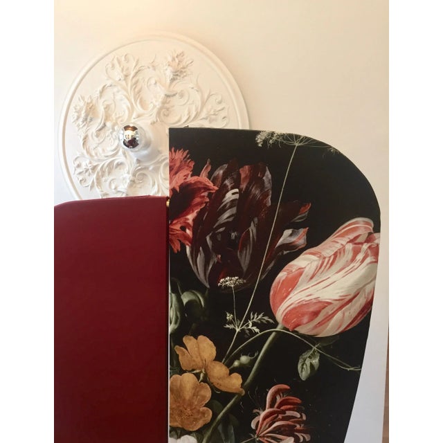 Black Kazimir Screen Type B in Bordeaux & Floral Pattern on Black by Julia Dodza for Colé For Sale - Image 8 of 13