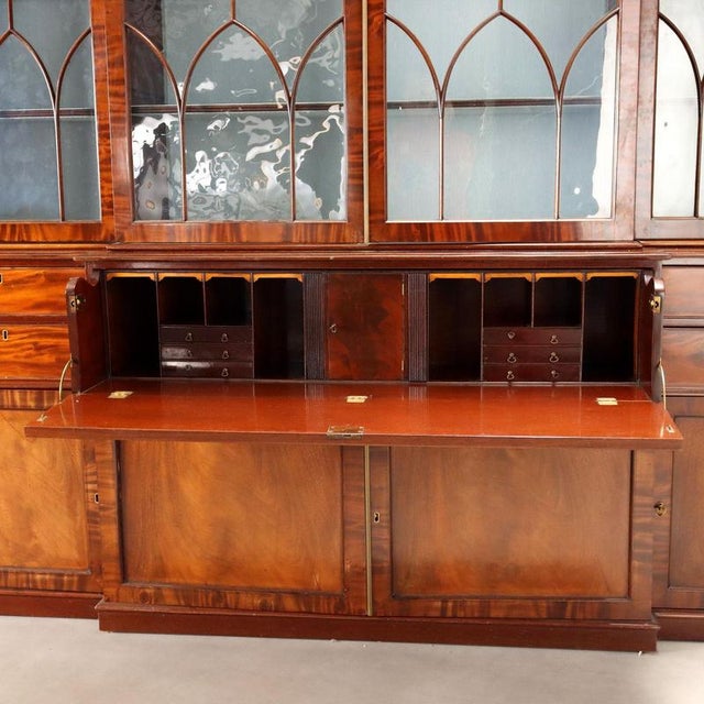 Mahogany and Glass Bookcase with Flame Mahogany Veneer For Sale - Image 3 of 11