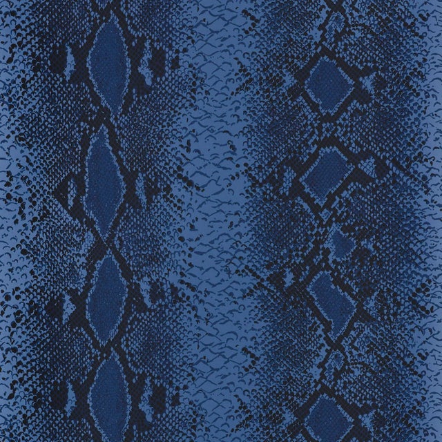 Contemporary Schumacher Snake Charmer Wallpaper in Cobalt For Sale - Image 3 of 3