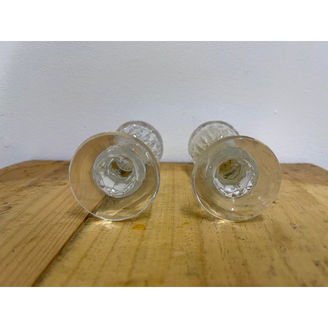 Mid 20th Century Vintage 5.25” Heavy Hand-Cut Lead Crystal Salt & Pepper Shakers- A Pair For Sale - Image 5 of 8