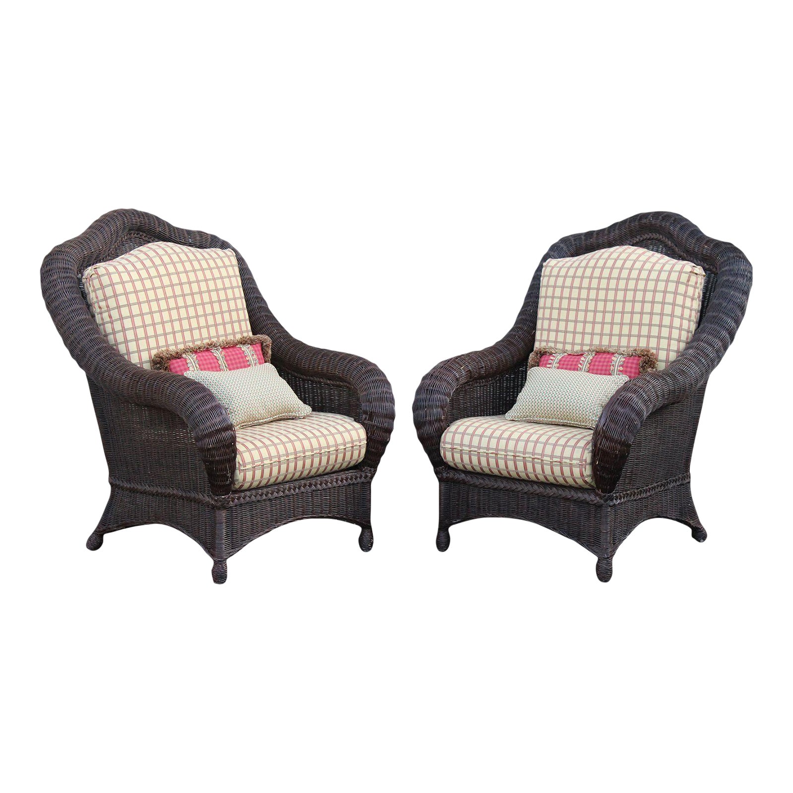 Early 21st Century Ethan Allen Patio Wicker Armchairs A Pair Chairish