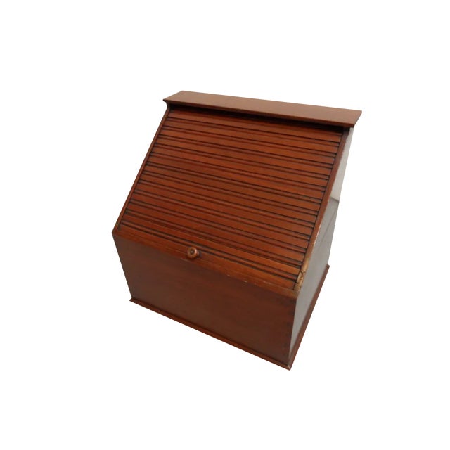 Vintage Mahogany Filing Cabinet With Roller Shutter For Sale