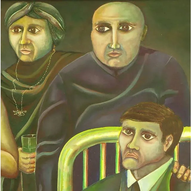 Burgett German Expressionism Style Figurative Oil on Canvas Signed Burgett For Sale - Image 4 of 11