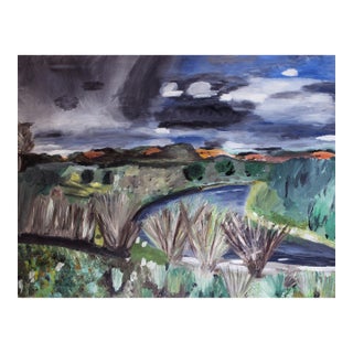 God's Growling — Abstract Landscape Painting, Acrylic on Canvas, 30 × 38 In, Horizontal Format For Sale