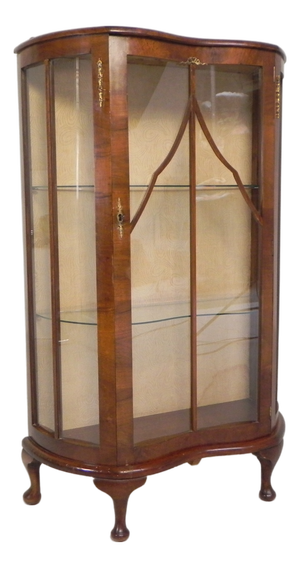 English Art Deco Display Cabinet on Ornate Legs, 1930s