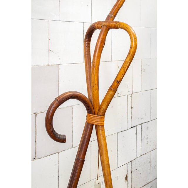 1950s Rattan and Bamboo Floor Lamp, Italy, 1950 For Sale - Image 5 of 6
