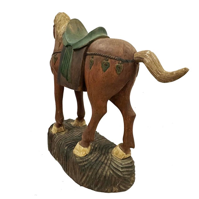 Early 20th-Century Hand-Crafted Chinese Wooden Tang Horse For Sale - Image 11 of 12