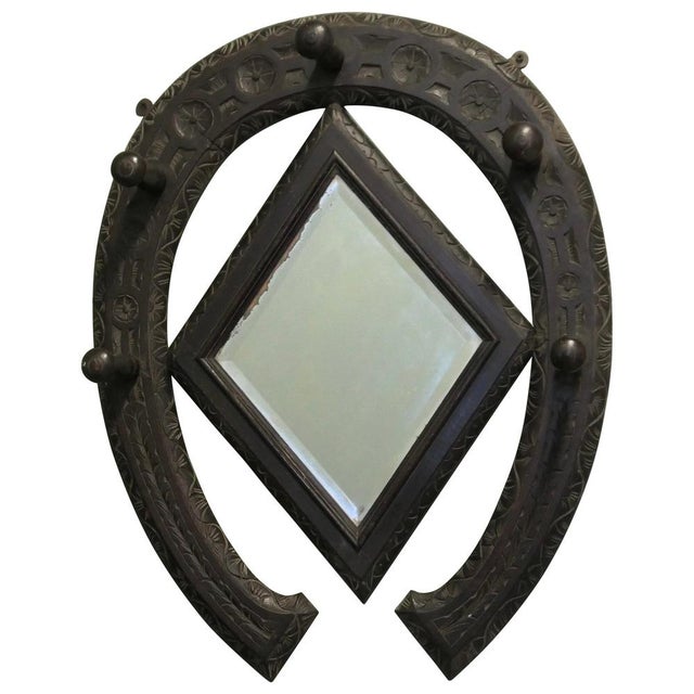 Gothic Horseshoe Coat and Tack Rack with Mirror For Sale - Image 8 of 8