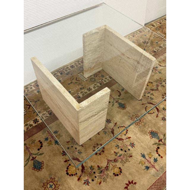 Postmodern Post Modern Travertine Coffee Table For Sale - Image 3 of 12