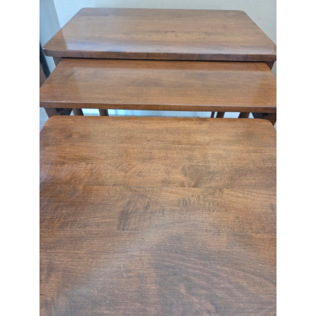 Vintage Ethan Allen Furniture Regency Style Set of Three Nesting Tables For Sale - Image 17 of 17