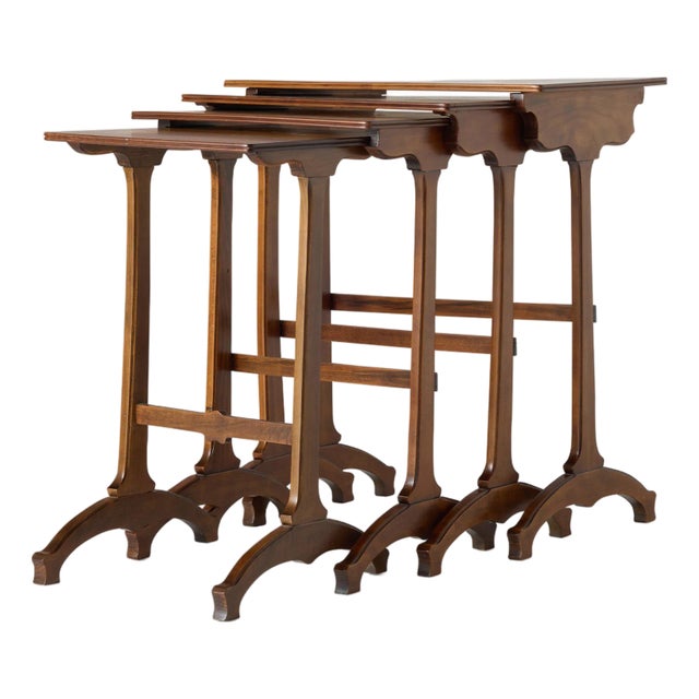 Early 20th Century Art Nouveau Nesting Tables with Botanical Marquetry by Émile Gallé For Sale