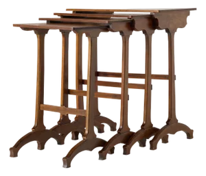 Early 20th Century Art Nouveau Nesting Tables with Botanical Marquetry by Émile Gallé
