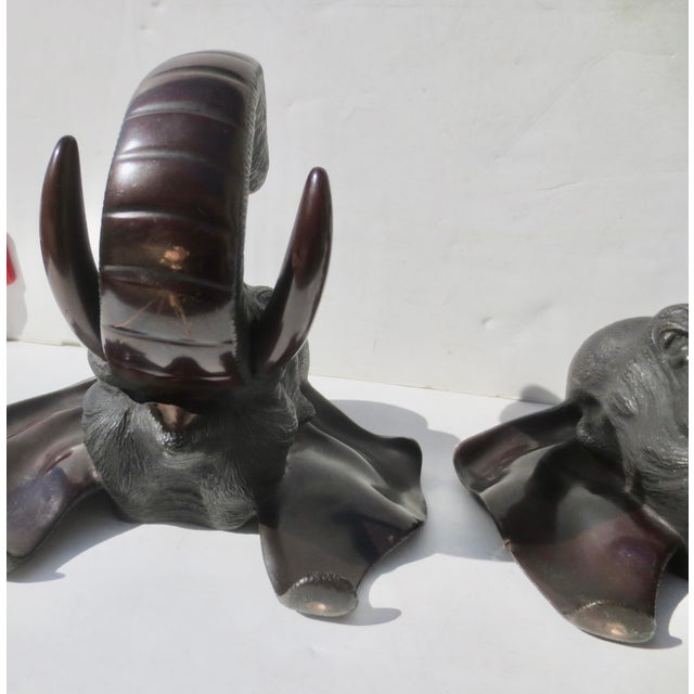 Bronze Japanese Bronze Elephant Bookends For Sale - Image 8 of 8
