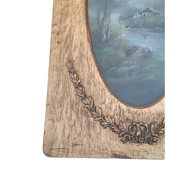 Antique Landscape Painting in Ornate Wood Frame For Sale - Image 9 of 12