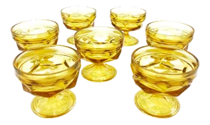 Mid-Century Imperial Glass Amber Glass Goblets - Set of 7