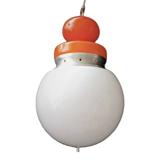 70s Space Age Murano Opaline Pendant Lamp, Carlo Nason Design Lamp For Sale