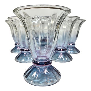 Iridescent Blue Goblets- Set of Six For Sale