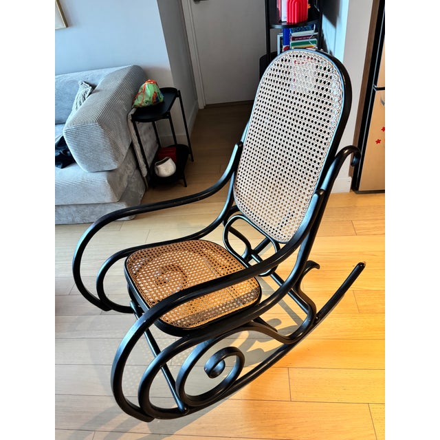 1970s 1970s FMG Bentwood & Cane Rocking Chair, Thonet Design, Made in Poland For Sale - Image 5 of 6