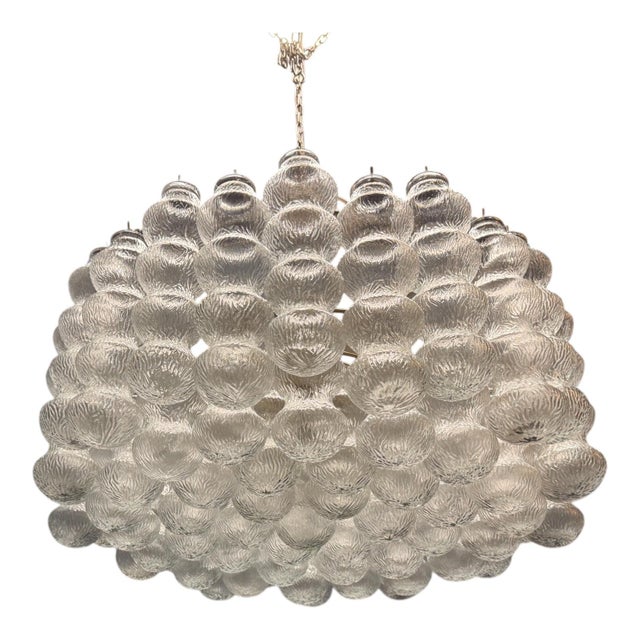 Large Eleven-Light Murano Bubble Glass Chandelier, 1980s For Sale - Image 9 of 9