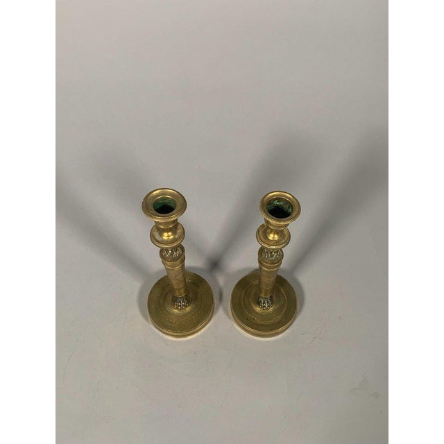 Bronze candlesticks from the Empire period, known as "return from Egypt", early 19th century. For Sale - Image 4 of 6
