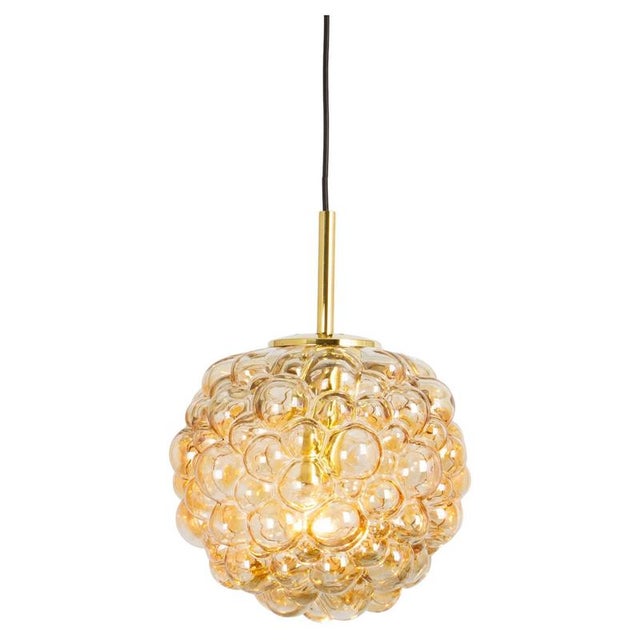 Large Amber Bubble Glass Pendant by Helena Tynell for Limburg, 1970s For Sale - Image 9 of 9