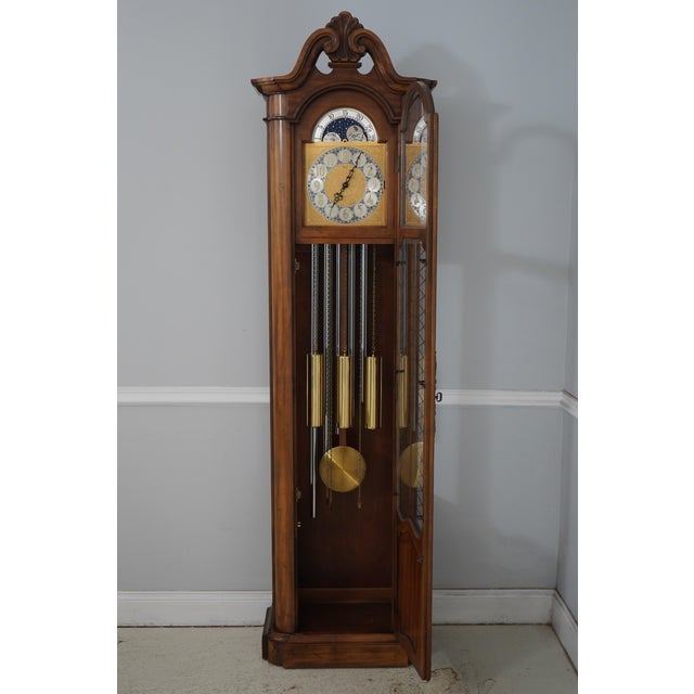 Traditional Ridgeway Walnut 5 Tube Tall Case Grandfather Clock For Sale - Image 3 of 18