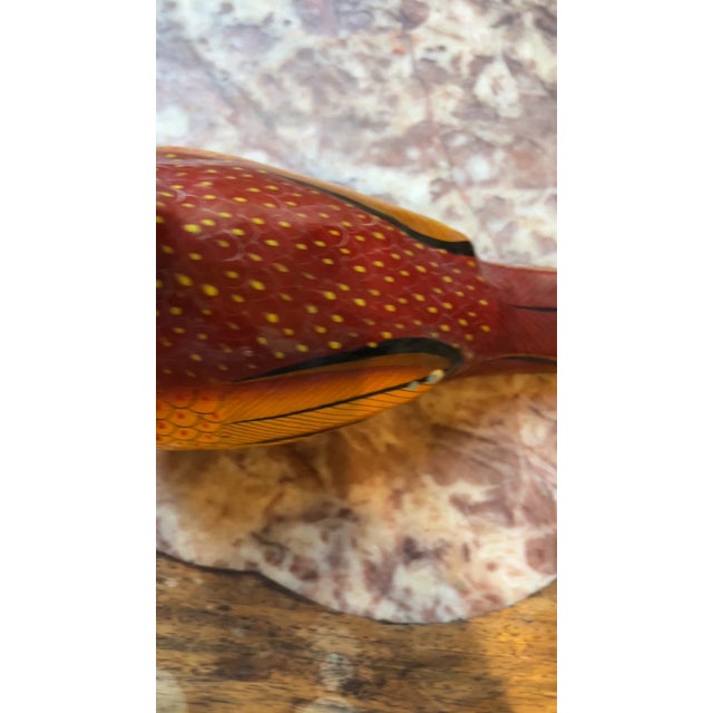Presented is an exceptional, authentic hand-painted bird sculpture from the legendary artistic center of TonalÃ¡, Jalisco....