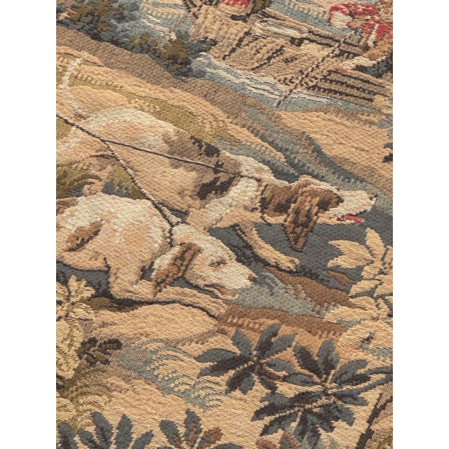 Vintage French Aubusson Jacquard Tapestry Hunting with Hounds, 1970s For Sale - Image 8 of 18