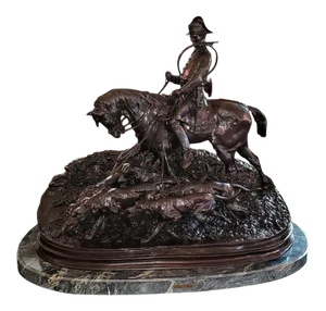 Large ‘Huntsman/Valet With His Hounds’ Bronze Sculpture by Pj Mene – 1869