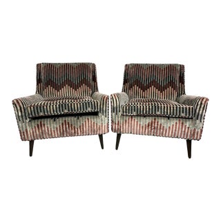 1950s McCobb Leg Newly Upholstered DeLeo Velvet Chairs- a Pair For Sale