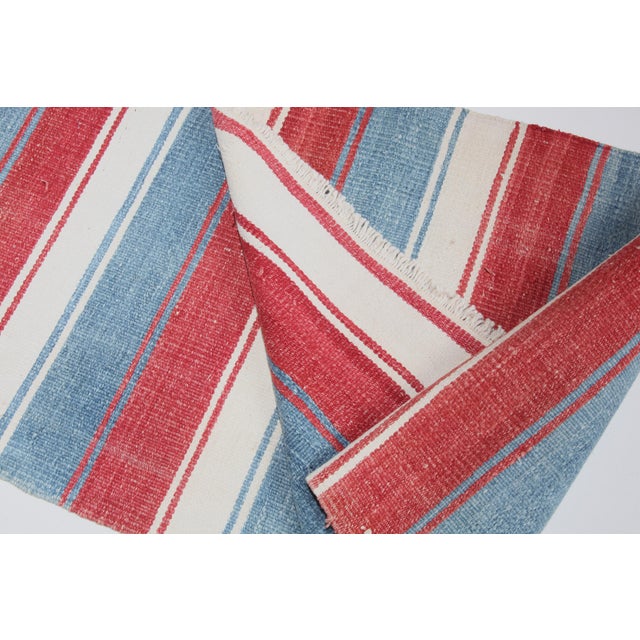 Red 1980s Handmade Vintage Stripe Design Runner Kilim -2' X 10' 1'' For Sale - Image 8 of 9