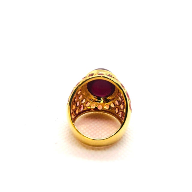 2000 - 2009 Bochic "Orient" Vintage Ruby & Orange Sapphire Cocktail Ring 18K Gold & Silver For Sale - Image 5 of 18