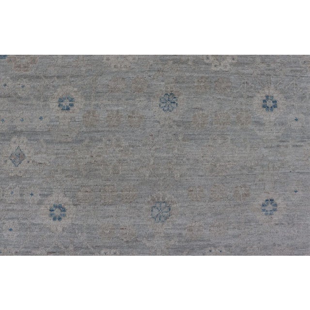 Modern All-Over Floral Oushak With Light Gray Background and Neutral Colors For Sale - Image 10 of 12