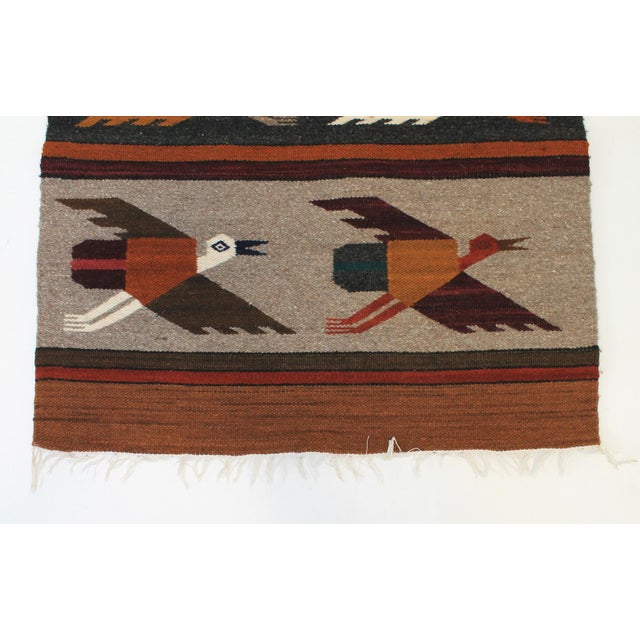 Late 20th Century Vintage Hand-Woven Wool Wall Hanging or Tapestry - Birds in Flight For Sale - Image 5 of 6