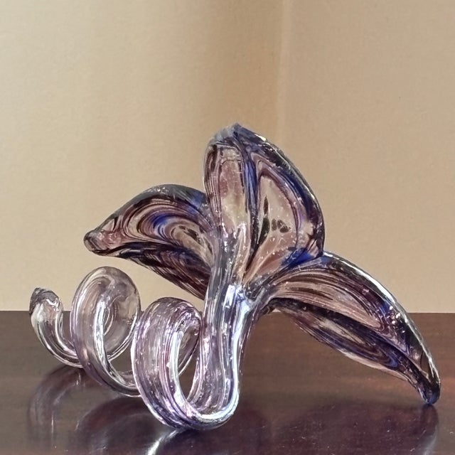 Vintage Murano Hand-Blown Italian Art Glass Flower Sculpture For Sale In Baltimore - Image 6 of 17