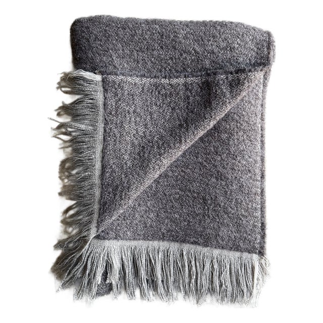 Brown Belgian Linen and Wool Throw For Sale