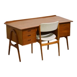 1970s Mid Century Danish Teak Desk and Chair by Svend Aage Madsen For Sale